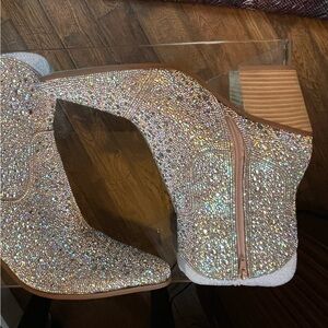 Betsey Johnson Diva silver rhinestone western cowboy ankle boots size 11